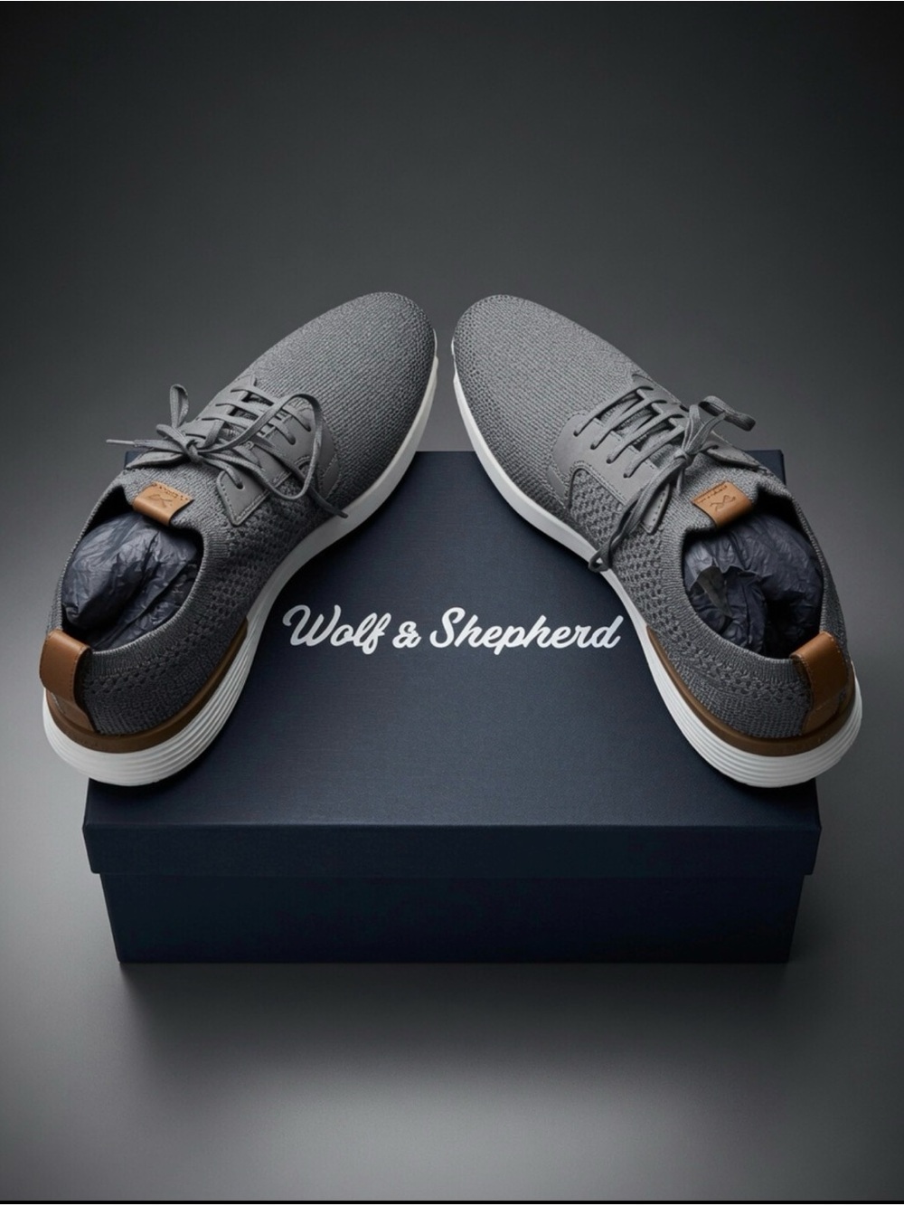 NEW Wolf & Shepherd SwiftKnit™ Derby Shoes-Gray/White - Men’s Size 7 (Women’s 9)